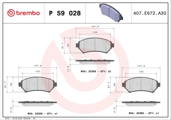 A.B.S. P 59 028 BREMBO Bremsbelagsatz, Scheibenbremse